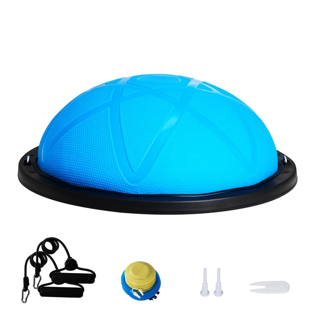 Alt view image 9 of 11 - Half Exercise Ball Trainer, 23 inch Balance Ball Trainer, 660 lbs Capacity Stability Ball, Yoga Ball with Resistance Bands and Pump, Strength Fitness Ball for Home Gym, Full Body Workouts, Blue