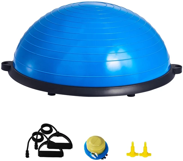 Alt view image 11 of 11 - Half Exercise Ball Trainer, 23 inch Balance Ball Trainer, 660lbs Capacity Stability Ball, Yoga Ball with Resistance Bands & Foot Pump, Strength Fitness Ball for Home Gym, Full Body Workout, Blue