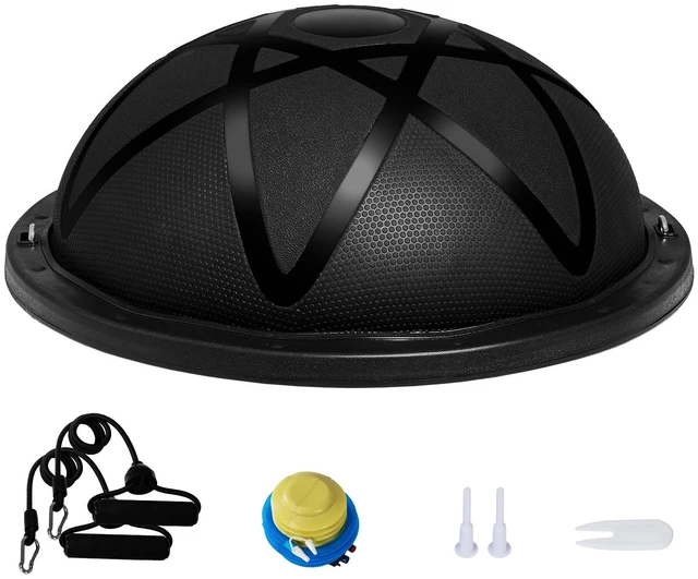 Alt view image 8 of 8 - Half Exercise Ball Trainer, 23 inch Balance Ball Trainer, 660 lbs Capacity Stability Ball, Yoga Ball with Resistance Bands and Pump, Strength Fitness Ball for Home Gym, Full Body Workouts, Black