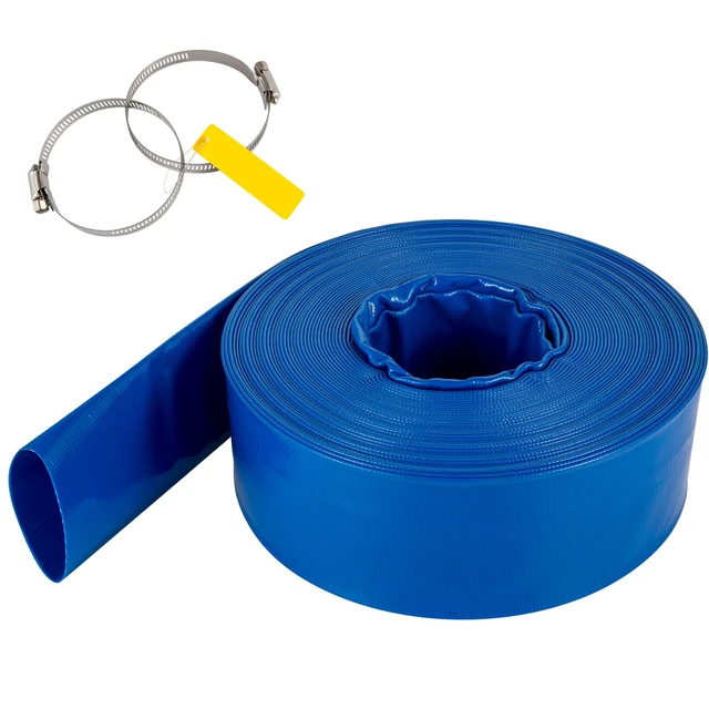 Alt view image 16 of 16 - Discharge Hose, 3\" x 105\', PVC Lay Flat Hose, Heavy Duty Backwash Drain Hose with Clamps, Weather-proof & Burst-proof, Ideal for Swimming Pool & Water Transfer, Blue