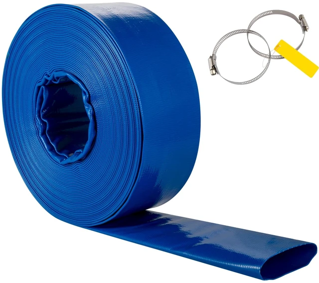 Alt view image 16 of 16 - Discharge Hose, 2" x 105', PVC Fabric Lay Flat Hose, Heavy Duty Backwash Drain Hose with Clamps, Weather-proof & Burst-proof, Ideal for Swimming Pool & Water Transfer, Blue