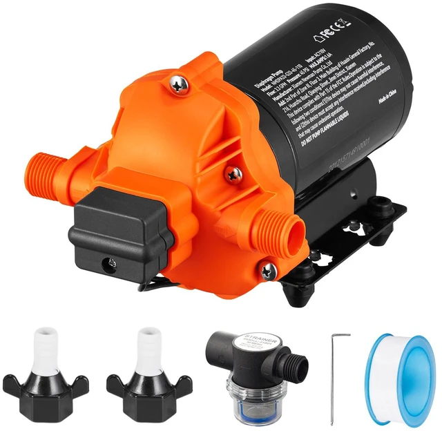Alt view image 17 of 17 - RV Water Pressure Diaphragm Pump 3Chambers 110V 3.3GPM 45PSI Adjustable Presssure Fresh Water Pump, Self Priming Sprayer Pump for RV Camper Marine Boat Lawn