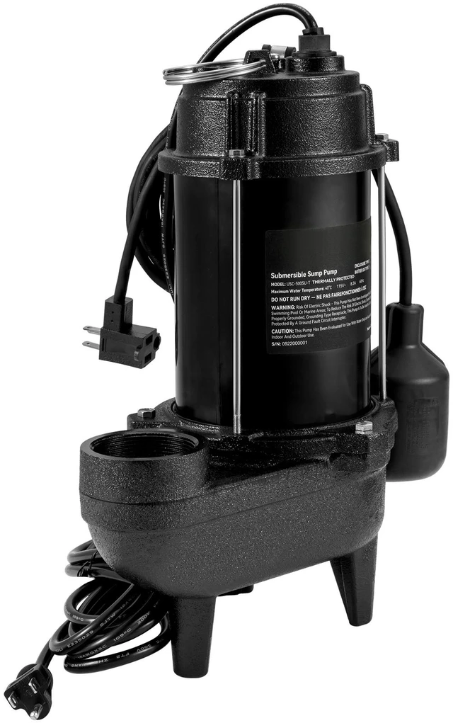 Alt view image 8 of 8 - Submersible Sewage Pump, 3/4 HP, 5880 GPH, 1050W, Durable Cast Iron, Includes 2" Outlet and 10 ft Piggy-back Float Switch, Ideal for Septic Tanks, Basements