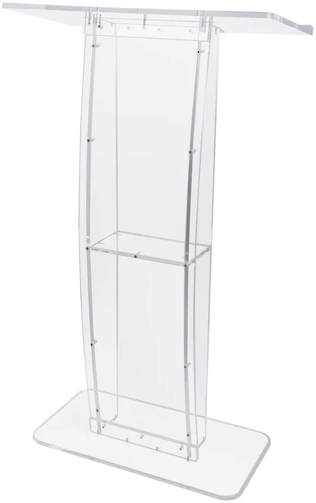 Alt view image 8 of 8 - VEVOR Acrylic Podium, 47" Clear Acrylic Podium Stand with Wide Reading Surface & Storage Shelf, Floor-standing Clear Pulpits Acrylic for Church Office School