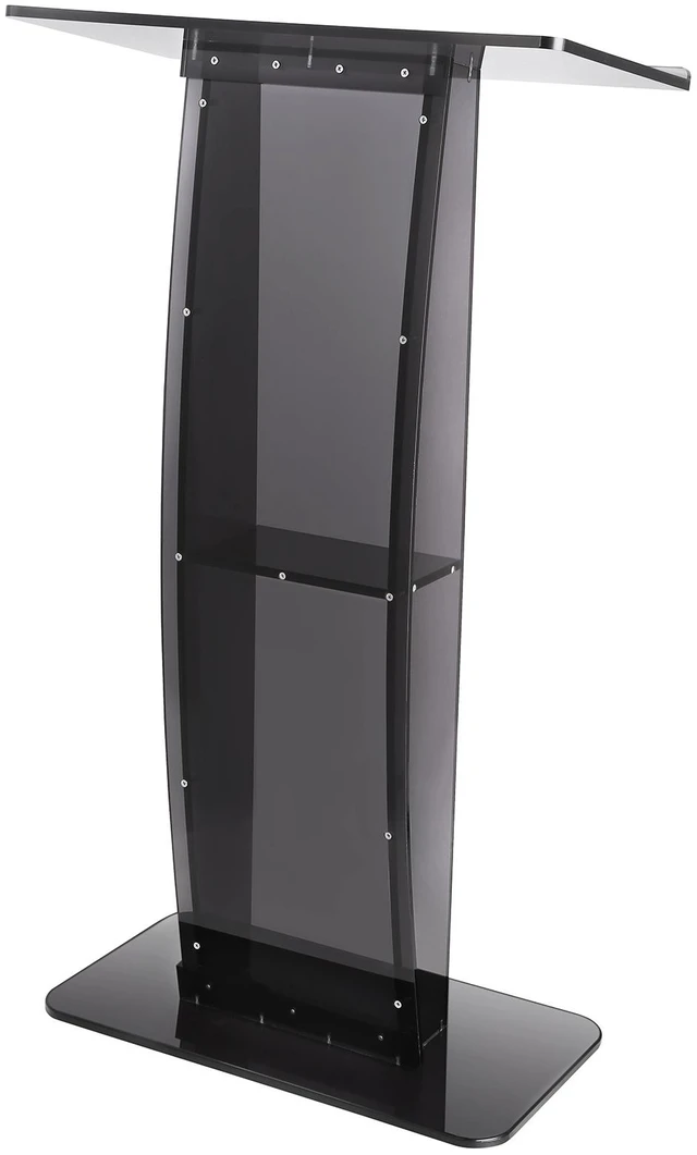 Alt view image 15 of 15 - Acrylic Podium, 47" Acrylic Podium Stand with Wide Reading Surface & Storage Shelf, Floor-standing Clear Pulpits Acrylic for Church Office School, Black
