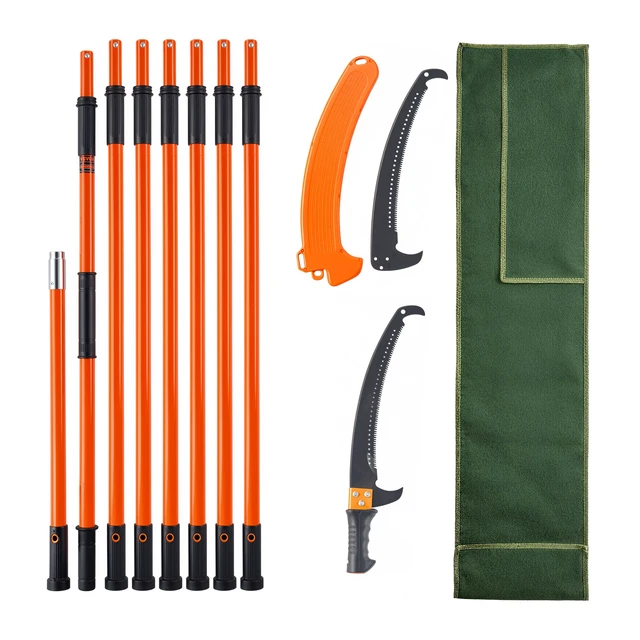 Alt view image 15 of 15 - Manual Pole Saw, 7.3-27 ft Extendable Tree Pruner, Sharp Steel Blade High Branches Trimming, Manual Branch Trimmer with Lightweight 8 Fiberglass Handles, for Pruning Palms and Shrubs