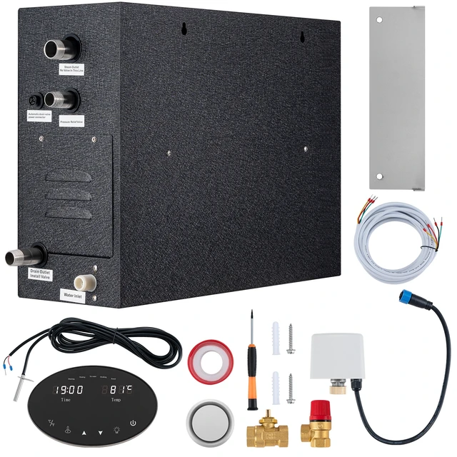 Alt view image 9 of 9 - 12KW Steam Shower Generator, Segmented Heating & Temperature Customization & 24h Timer Steam Kit, Automatic Drainage Home Steam Shower System Tested to UL Standards
