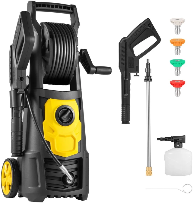 Alt view image 8 of 8 - Electric Pressure Washer, 2000 PSI, Max 1.65 GPM Power Washer with 20 ft Hose & Reel, 4 Quick Connect Nozzles, Foam Cannon, Portable to Clean Patios, Cars, Fences, Driveways, ETL Listed