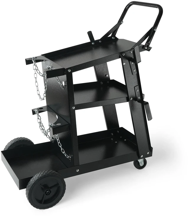 Alt view image 16 of 16 - Welding Cart, 3-Tier Welder Cart Heavy Duty with 400 Lbs Weight Capacity, 360° Swivel Wheels, Tank Storage Safety Chains, Rolling MIG Welder Cart for TIG, ARC, MMA, Plasma Cutter Welding Machine
