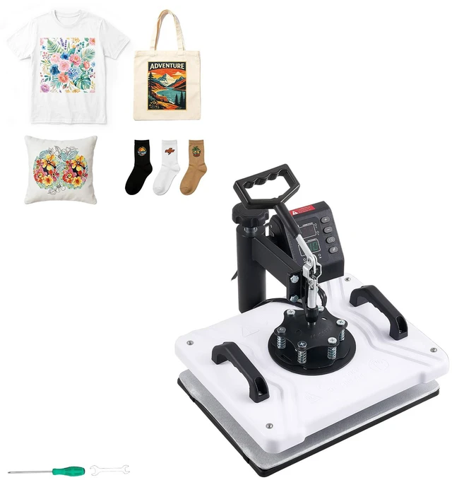Main image of VEVOR Heat Press Machine 12 x 15 in Sublimation Press Machine Swing Away, Heat Up Fast and Even, Digital Precise Time and Temperature Control, for T-Shirts, Canvas Tote Bags, Pillowcases, Socks