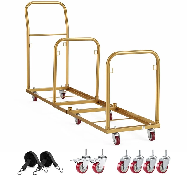 Main image of VEVOR Commercial Folding Chair Cart Holds Up to 50 Chair Vertical Placement, for Large Events, Heavy-Duty Carbon Steel, Easy to Move, 500 lbs Capacity Storage Dolly Holder, with Locking Wheels, Handle