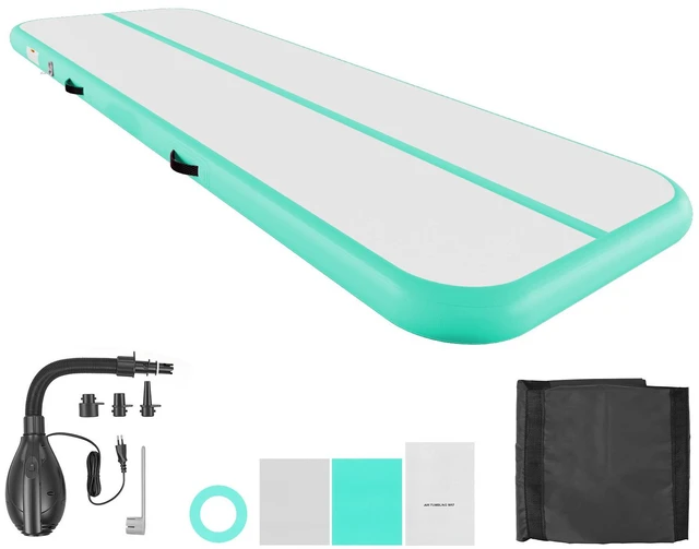 Main image of VEVOR Inflatable Gymnastics Air Mat 10 ft Training Mats w/ Electric Pump, 4 inches Thick Sturdy Tumble Track, Tumbling Mat for Home Use/Gym/Outdoor/Yoga/Cheerleading/Beach/Park/Water, Mint Green
