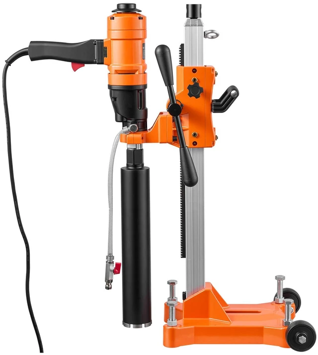 Main image of VEVOR Diamond Core Drilling Machine, Max 8" Drilling Capacity, 2-in-1 Handheld/Stand-Mount Dry and Wet Concrete Core Drill Rig with 4 Drill Bits, Rolling Wheeled Base, 1500W 2-Speed 950RPM/2200RPM