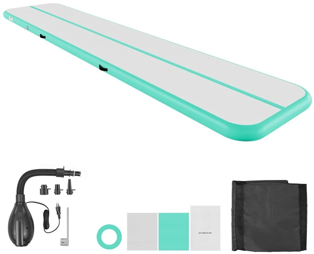 Main image of VEVOR Inflatable Gymnastics Air Mat 16.4 ft Training Mats w/ Electric Pump, 4 inches Thick Sturdy Tumble Track, Tumbling Mat for Home Use/Gym/Outdoor/Yoga/Cheerleading/Beach/Park/Water, Mint Green