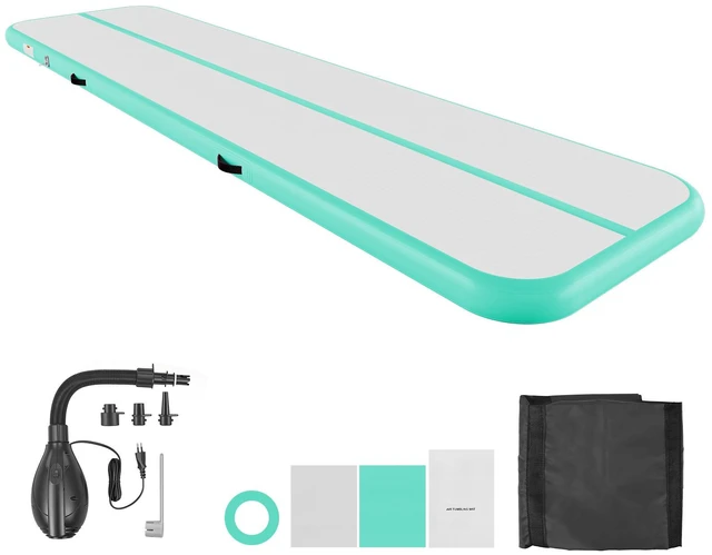 Main image of VEVOR Inflatable Gymnastics Air Mat 13 ft Training Mats w/ Electric Pump, 4 inches Thick Sturdy Tumble Track, Tumbling Mat for Home Use/Gym/Outdoor/Yoga/Cheerleading/Beach/Park/Water, Mint Green