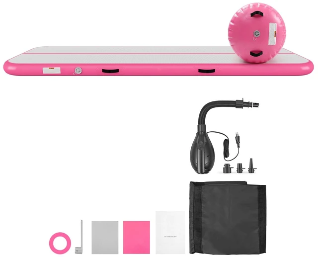 Main image of VEVOR Inflatable Gymnastics Air Mat with Air Barrel 10 ft Training Mats, 4 inches Thick Sturdy Tumble Track with Electric Pump, Tumbling Mat for Home Use/Gym/Outdoor/Yoga/Cheerleading, Pink