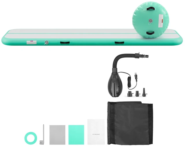 Main image of VEVOR Inflatable Gymnastics Air Mat with Air Barrel 10 ft Training Mats, 4 inches Thick Sturdy Tumble Track with Electric Pump, Tumbling Mat for Home Use/Gym/Outdoor/Yoga/Cheerleading, Mint Green