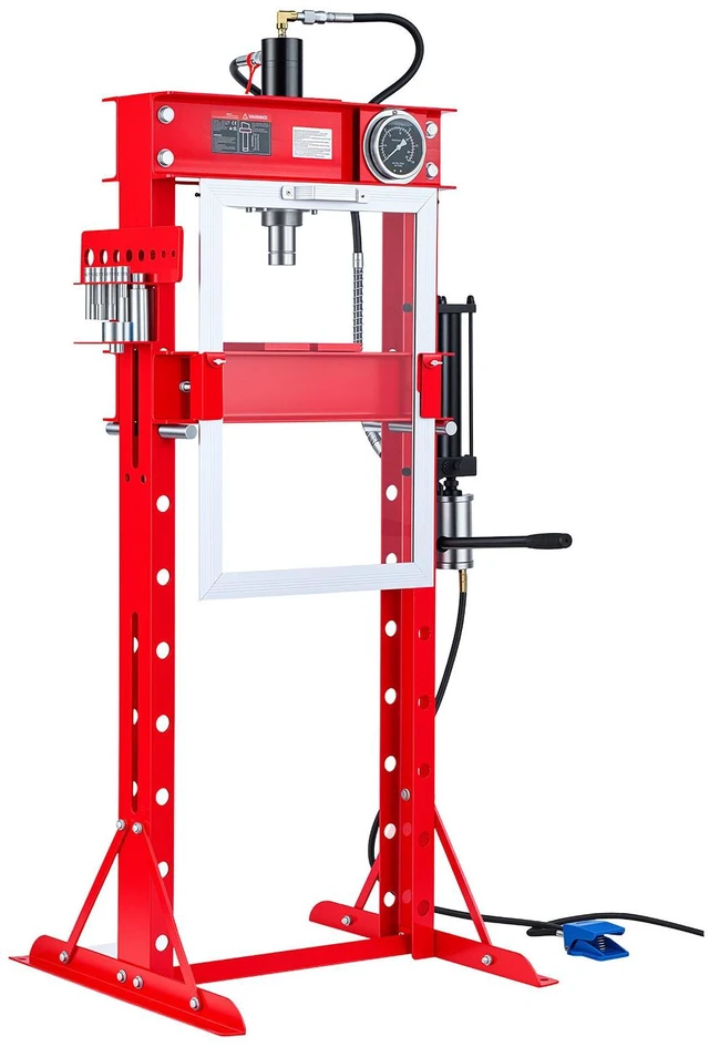 Main image of VEVOR 20-Ton Shop Press, Pneumatic/Manual Hydraulic Shop Press with Foot Pedal, Gauge & 9PCS Punches Set, H-Frame Heavy-Duty Garage Floor Adjustable Shop Press for Bending, Straightening, Pressing