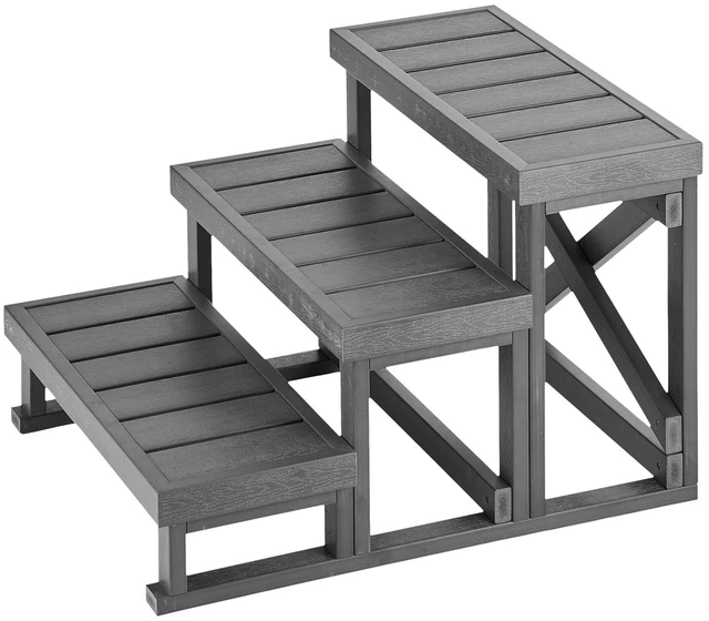 Main image of VEVOR Hot Tub Steps 3-Step Spa Stairs 27.5 in Wide Step Ladder Outdoor, 350 lbs Capacity, Sturdy HIPS Plastic, Non-Slip Foot Pads, Easy Assembly, Stable Access for Pool, RV, Home Patio and Backyard
