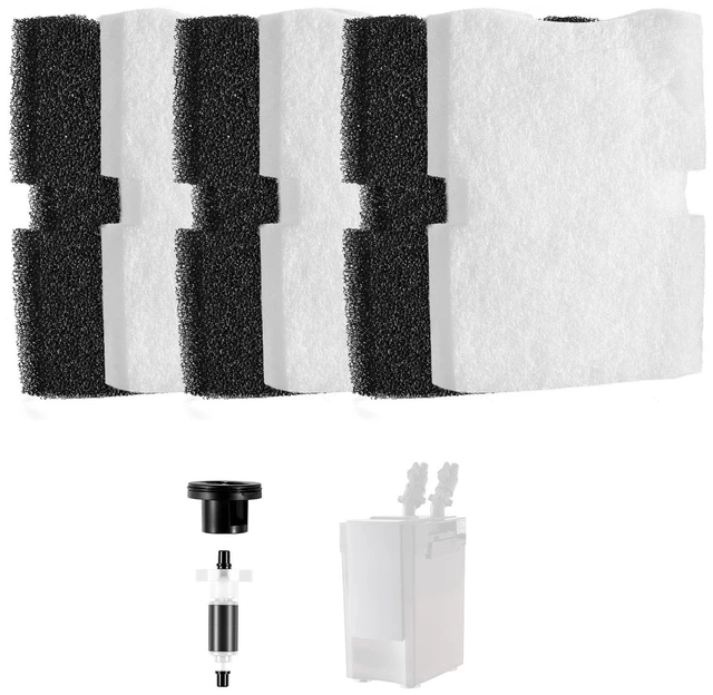 Main image of VEVOR Aquarium Filter Media Pads, 6 PCS Replacement with Impeller for AQ1600, Canister Floss Replacement for Fish Tank, Zirconia Shaft, 3 Black Polyurethane Foam & 3 White Polyester Fiber Pads