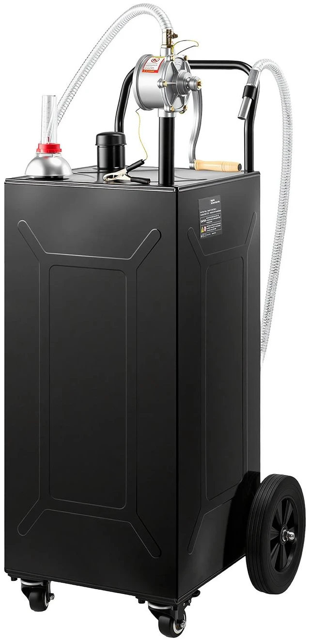 Main image of VEVOR 30 Gallon Fuel Gas Caddy, Carbon Steel, Portable Fuel Transfer Storage Tank with Manual Pump & 4 Wheels, Gasoline Diesel Can Container, for Cars, Lawn Mowers, ATVs, Boats, Motorcycles, Black