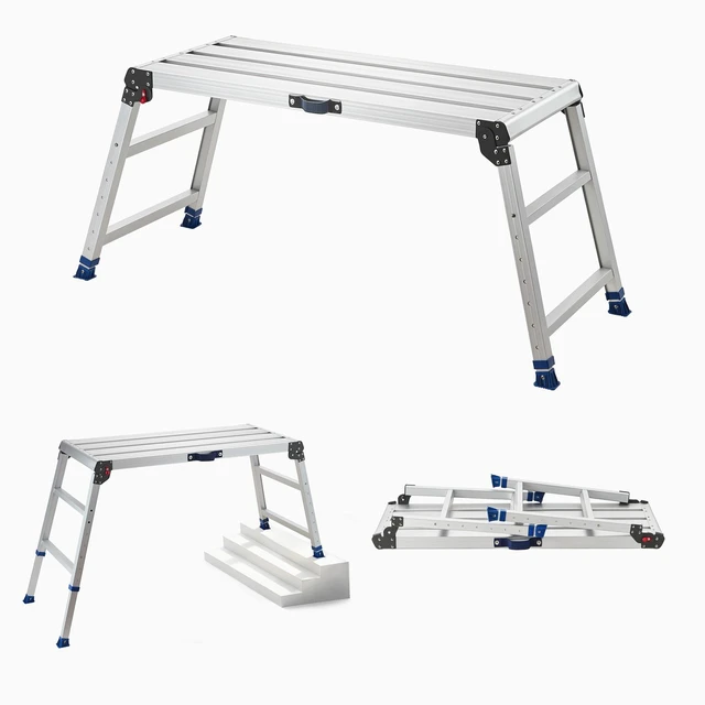 Main image of VEVOR Folding Work Platform, Adjustable Height 23-34.5 in, 40 x 18 in Aluminum Step Stool, 500 lbs Load Capacity, Heavy Duty Non-Slip Platform Ladder, Portable Work Bench for Painting, Maintenance