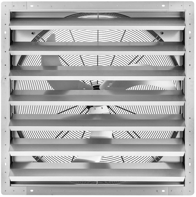 Main image of VEVOR 36 Inch Shutter Exhaust Fan Wall Mounted Automatic Louvers Silver, Sturdy Steel Housing, Low Noise, AC Motor, 9761 CFM Ventilation and Cooling for Attic, Garage, Barn, Greenhouse, Workshop