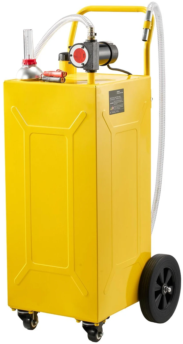 Main image of VEVOR 30 Gallon Diesel Caddy, Carbon Steel, Portable Diesel Transfer Storage Tank with Electric Pump, 4 Rolling Wheels, Transfer Can Container, for Tractors, Forklifts, Loaders, Farm Equipment, Yellow