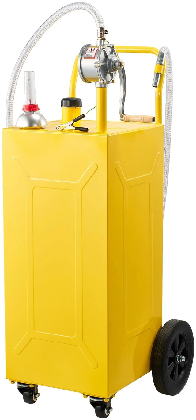 Main image of VEVOR 30 Gallon Fuel Gas Caddy, Carbon Steel, Portable Fuel Transfer Storage Tank with Manual Pump & 4 Wheels, Gasoline Diesel Can Container, for Cars, Lawn Mowers, ATVs, Boats, Motorcycles, Yellow