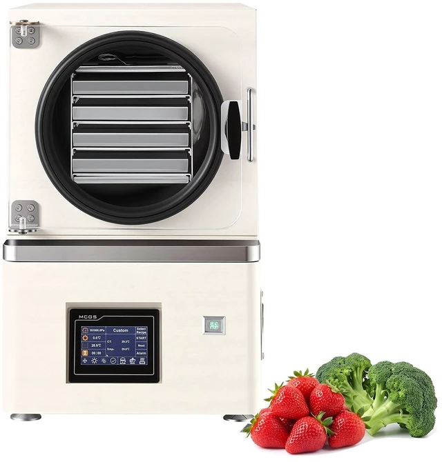 Main image of VEVOR Vacuum Freeze Dryer Machine, 4.4-6.6 lbs/Batch, 4 Trays, 5 Presets for Fruit Vegetable Meat Storage, Compact Countertop Freeze Drying Equipment with LCD Touchscreen, Auto Defrost, Carbon Steel