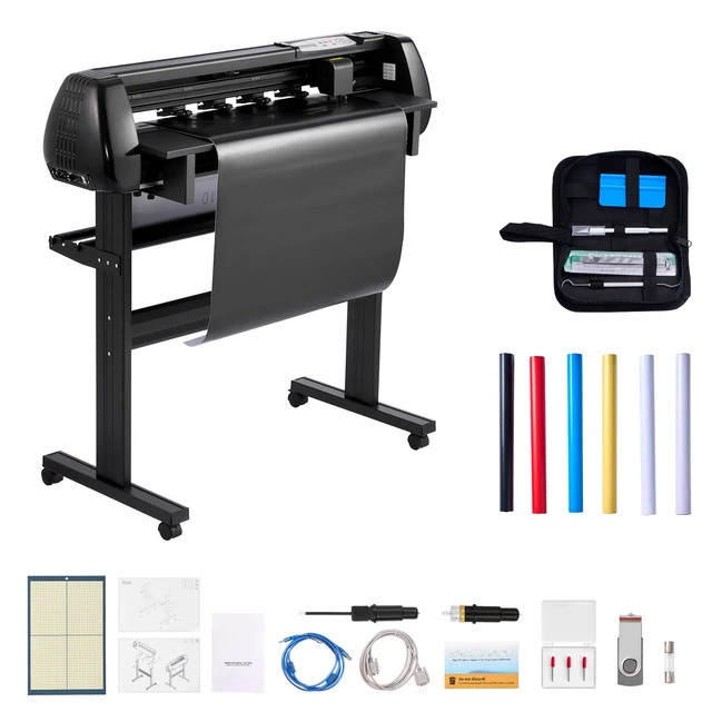 Alt view image 9 of 9 - VEVOR Vinyl Cutter Machine, 34 inch Max Feed Width, Dual Blades, Adjustable Force and Speed, LED Display, Vinyl Plotter Cutter Printer Bundle with Sticker Sheets, Transfer Film, Signmaster Software
