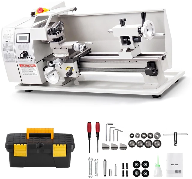 Main image of VEVOR Metal Lathe 8 x 16 in 650W Benchtop Lathe Machine Variable Speed, 2500 RPM Max Speed with Metal Gear, Reversible Direction, 14 Metric 10 Imperial Threads, for Precision Metalworking Turning