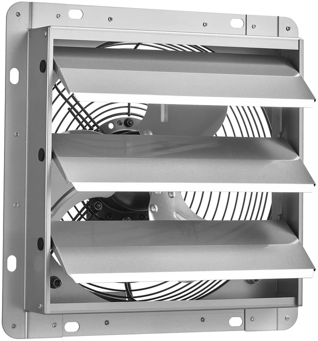 Main image of VEVOR 10 Inch Shutter Exhaust Fan Wall Mounted 874 CFM Automatic Louvers, Sturdy Steel Housing, Low Noise, AC Motor, Ventilation and Cooling for Attic, Garage, Barn, Greenhouse, Workshop, Silver