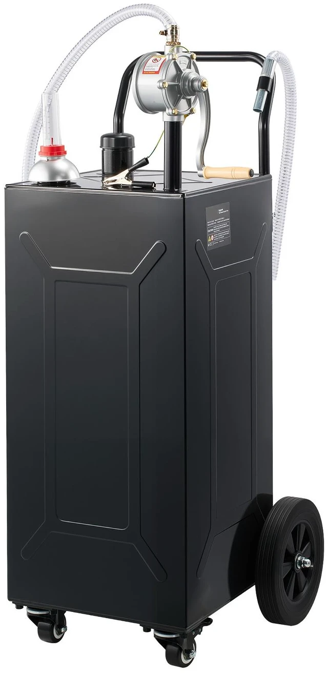 Main image of VEVOR 35 Gallon Fuel Gas Caddy, Carbon Steel, Portable Fuel Transfer Storage Tank with Manual Pump & 4 Wheels, Gasoline Diesel Can Container, for Cars, Lawn Mowers, ATVs, Boats, Motorcycles, Black