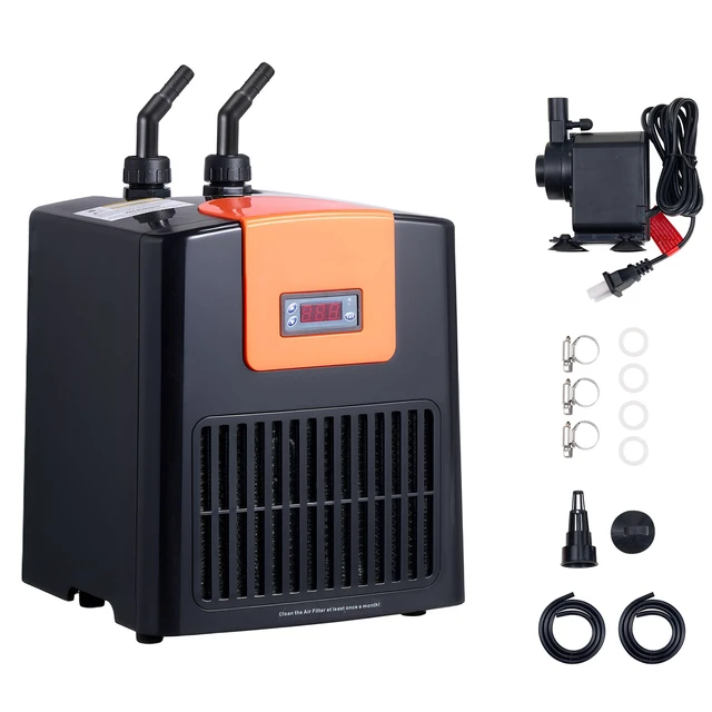Alt view image 9 of 9 - VEVOR Aquarium Chiller 52 Gallon, 1/10 HP Water Chiller for Hydroponics, Fast Cooling for Fish Tank,Axolotl,Coral Reef,Quiet Refrigeration Compressor, Titanium Evaporator,Complete Fittings