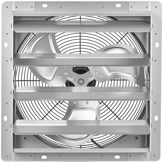 Main image of VEVOR 16 Inch Shutter Exhaust Fan Wall Mounted Automatic Louvers Silver, Sturdy Steel Housing, 2438 CFM Low Noise, AC Motor, Ventilation and Cooling for Attic, Garage, Barn, Greenhouse, Workshop