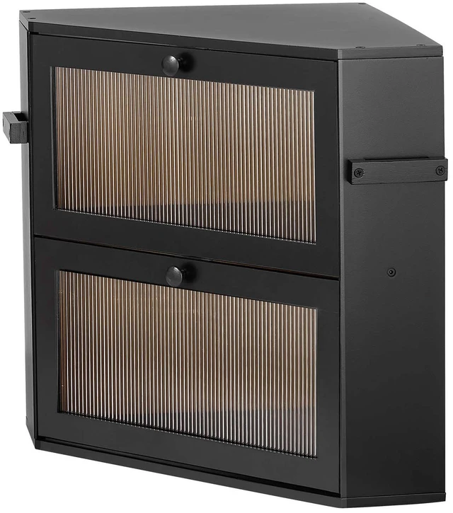 Main image of VEVOR Corner Bread Box for Kitchen Counter Bamboo Wood Container Black, for Homemade Bread, Under Cabinet, and Pantry, Double Layer Farmhouse Breadbox Bin, with Acrylic Door Panel and Air Vents