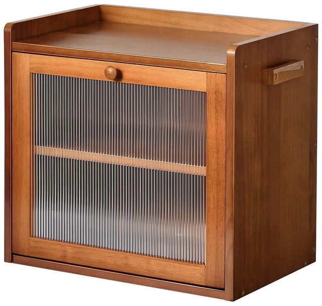 Main image of VEVOR Bread Box for Kitchen Counter Wood Storage Compact Container Brown, for Homemade Bread, Under Cabinet, and Pantry, Double Layer Farmhouse Breadbox Bin, with Acrylic Door Panel and Air Vents