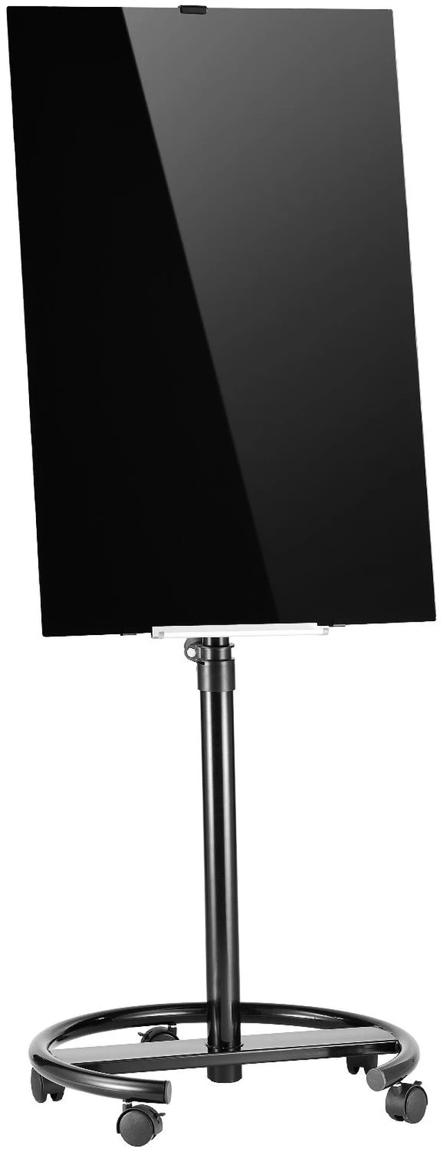 Main image of VEVOR Glass Dry Erase Board 35.4 x 23.6 in Magnetic Whiteboard Round Base, Frameless, Mobile with Stand and Wheels, Includes Markers, Magnets and Eraser, for Office, School Classroom, Home, Black