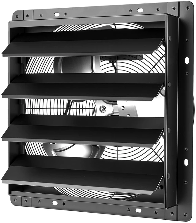 Main image of VEVOR 16 Inch Shutter Exhaust Fan Wall Mounted Automatic Louvers EC Motor, Steel Housing, Temperature & Humidity Controller, Ventilation & Cooling for Attic, Garage, Barn, Greenhouse, Workshop, Black