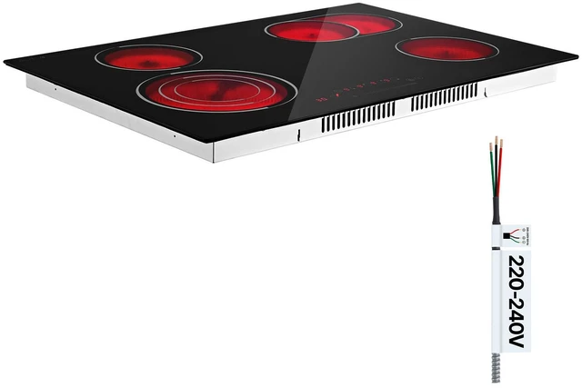 Main image of VEVOR Electric Cooktop 30inch 4 Burners Stove Top 7000W 220V No Plug, Ceramic Built-in Radiant Electric Stove , with 9 Power Levels, Timer, Child Lock, Over-Heat Guard, Touch Control