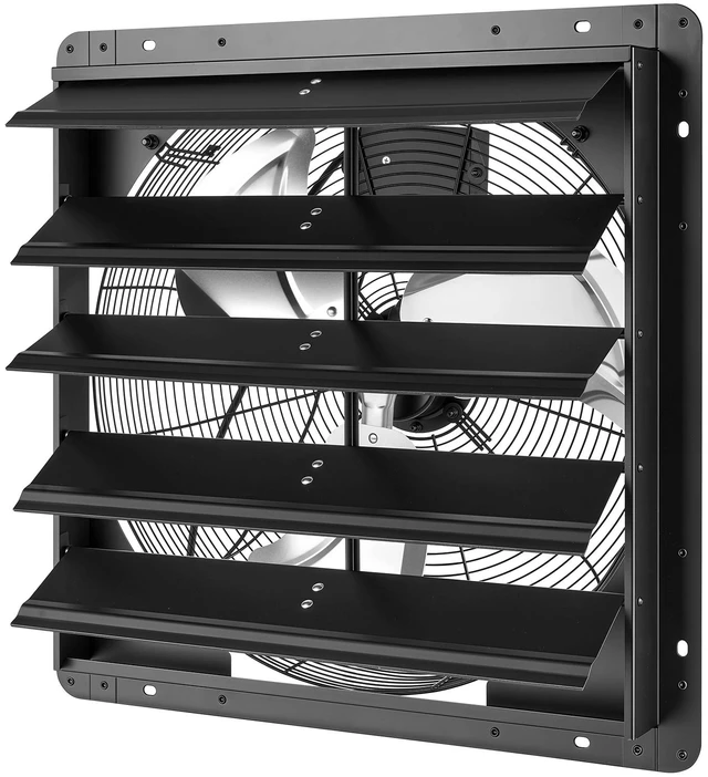 Main image of VEVOR 20 Inch Shutter Exhaust Fan Wall Mounted Automatic Louvers EC Motor, Steel Housing, Temperature & Humidity Controller, Ventilation & Cooling for Attic, Garage, Barn, Greenhouse, Workshop, Black