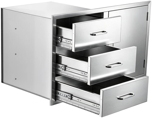 Main image of VEVOR Outdoor Kitchen Drawer Combo, 38"W x 23"H x 20"D, 3 Drawers Storage, for BBQ Island Storage, Patio Bars and Grill Station, with Handle, Built-In BBQ Island Drawers Organize Cookware Accessories