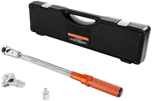 Alt view image 9 of 9 - VEVOR Adjustable Click Torque Wrench, 1/2 Inch Drive, 20-160 lbf-ft/27.1-216.8 N.m, Dual-direction and Dual Range Scales, 72-Tooth, ±2% Precision, with Adapter Interchangeable Jaw and Ratchet Head