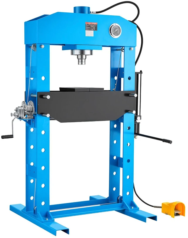 Main image of VEVOR 75-Ton Shop Press, Pneumatic/Manual Hydraulic Shop Press with Foot Pedal, Hand Wheel & Pressure Gauge, H-Frame Heavy-Duty Garage Floor Adjustable Shop Press for Bending, Straightening, Pressing