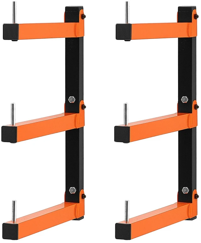 Main image of VEVOR Lumber Rack, 3-Tier 2-Pack 110 lbs per Tier, Foldable Wood Storage, Wall-mounted for Garages, Workshops, Warehouse, Basement, Heavy-Duty Cantilever Arms, Locking Pins, Steel, Orange & Black