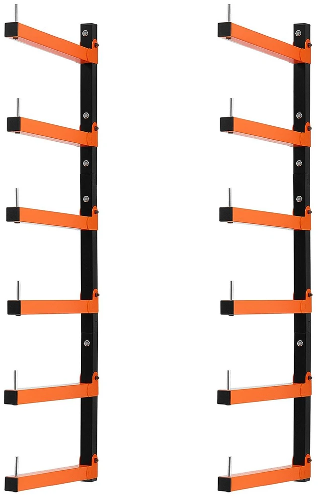 Main image of VEVOR Lumber Rack, 6-Tier 2-Pack 110 lbs per Tier, Foldable Wood Storage, Wall-mounted for Garages, Workshops, Warehouse, Basement, Heavy-Duty Cantilever Arms, Locking Pins, Steel, Orange & Black