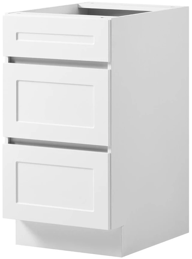 Main image of VEVOR White Shaker Base Cabinet Ready to Assemble, 18"W Unassembled Cabinet, 18" W x 24" D x 34.5" H, with 3 Drawers, Soft-Close Hardware, Fine Edge Banding, for Home, Office, and Laundry Room