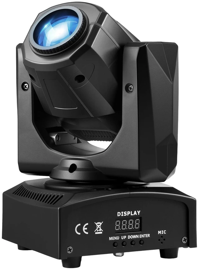 Main image of VEVOR LED Moving Head Light, 30W RGB Stage Light DJ Lighting Black 1 Pack, Spotlight for Weddings, Parties, Events, Live Show, 8 Gobos & 8 Color, 540° Pan & 270° Tilt, DMX Control, Sound Activated