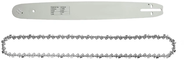 Main image of VEVOR Bar & Chainsaw Chain Combo 18" .325" Pitch .058" Gauge 72 Drive Links, Fits VEVOR CN-52G / CN-58G / CN-62G Gas Chainsaw, Alloy Steel, Replacement Guide Bar & Saw Chain with Sharp Cutter Teeth